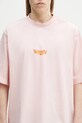 Marcelo Burlon t-shirt bawełniany County Flame Boxy T-Shirt Pink Red różowy CMAA05AS25JER0073025