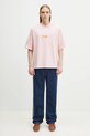 Marcelo Burlon tricou din bumbac County Flame Boxy T-Shirt Pink Red CMAA05AS25JER0073025 roz