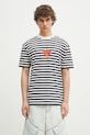 Marcelo Burlon t-shirt in cotone Bunny Heart Stripe Basic Tee White Navy rilassato blu navy CMAA056S25JER0060146
