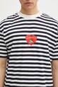 Хлопковая футболка Marcelo Burlon Bunny Heart Stripe Basic Tee White Navy тёмно-синий CMAA056S25JER0060146