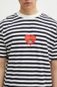 Marcelo Burlon t-shirt bawełniany Bunny Heart Stripe Basic Tee White Navy granatowy CMAA056S25JER0060146