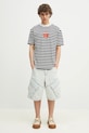 Хлопковая футболка Marcelo Burlon Bunny Heart Stripe Basic Tee White Navy CMAA056S25JER0060146 тёмно-синий