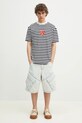 Marcelo Burlon cotton t-shirt Bunny Heart Stripe Basic Tee White Navy CMAA056S25JER0060146 navy