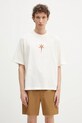Βαμβακερό μπλουζάκι Marcelo Burlon County Goth Boxy T-Shirt Ecru Brown χαλαρό μπεζ CMAA05AS25JER0036F60