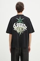 Marcelo Burlon tricou din bumbac County Goth Boxy T-Shirt Black Deep Gree print negru CMAA05AS25JER0031052