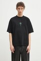 Ρούχα Βαμβακερό μπλουζάκι Marcelo Burlon County Goth Boxy T-Shirt Black Deep Gree CMAA05AS25JER0031052 μαύρο