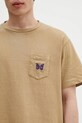 Needles cotton t-shirt S/S Papillon Emb. Pocket green QV357