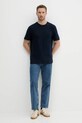 Ľanové tričko United Colors of Benetton 3UTFU10B1 tmavomodrá SS25