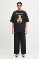 Памучна тениска Palm Angels Bear In Mind Over PMAA002S25JER0021060 черен