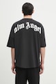 Odzież Palm Angels t-shirt bawełniany Back Curved Logo Over PMAA002S25JER0011003 czarny