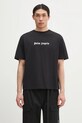 Памучна тениска Palm Angels Classic Logo Slim свободна черен PMAA089C99JER0031001
