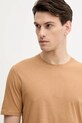 Sisley t-shirt z domieszką lnu brązowy 3D8FS104L