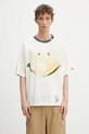 Памучна тениска Maison MIHARA YASUHIRO Smily Face Printed Distressed Tee свободна бял J14TS762