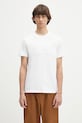 Helmut Lang t-shirt bawełniany EMBOSSED.TEE.ROUNDED aplikacja biały P01HM508