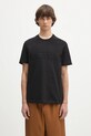 Helmut Lang t-shirt bawełniany EMBOSSED.TEE.ROUNDED aplikacja czarny P01HM508