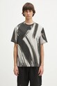 Helmut Lang t-shirt bawełniany FEATHER.T.BRUSHSTROK wzorzyste szary P02HM505