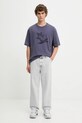 Maison Kitsuné t-shirt bawełniany Chillax Print Oversize OM00108KJ0008 fioletowy