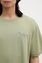 Βαμβακερό μπλουζάκι Maison Kitsuné Embossed Profile Fox Oversize πράσινο OM00116KJ7016