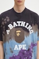 Хлопковая футболка A Bathing Ape Tie dye college фиолетовой 1K80109003