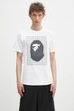 A Bathing Ape t-shirt bawełniany STA houndstooth APE head nadruk biały 1K80110035