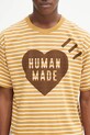 Βαμβακερό μπλουζάκι Human Made Knitted μπεζ HM29CS031