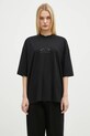 VETEMENTS cotton t-shirt Oval Logo Cropped Boxy UA66TR600BB black SS25