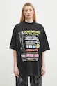 VETEMENTS t-shirt bawełniany Dominatrix Hotline Oversized UA66TR740B czarny SS25
