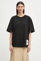 Хлопковая футболка Fiorucci Logo Label Boxy Fit U02SPTSH103CJ01BK01 чёрный SS25