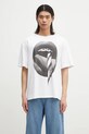 Fiorucci tricou din bumbac Mouth Print Boxy print alb U02SPTSH103CJ01WH05