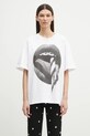 Fiorucci tricou din bumbac Mouth Print Boxy U02SPTSH103CJ01WH05 alb SS25