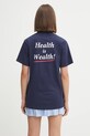 Βαμβακερό μπλουζάκι Sporty & Rich Health Is Wealth TO043602006BL106 σκούρο μπλε SS25