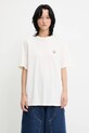 Café Kitsuné t-shirt bawełniany Barista Fox Patch Relax CKNU00102KJ7014 beżowy SS25
