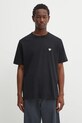 Café Kitsuné t-shirt bawełniany Barista Fox Patch Relax bawełna czarny CKNU00102KJ7014