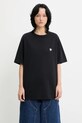 Café Kitsuné t-shirt bawełniany Barista Fox Patch Relax CKNU00102KJ7014 czarny SS25