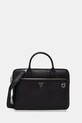 Guess torba na laptopa skórzana MONACO skóra licowa czarny HMMOGR.P6147
