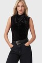 AllSaints bluzka z elastanem czarny W012PZ