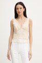 Pinko top za žene od lana bež 106571.A374