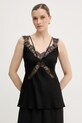 Pinko camicetta con spalline da donna in viscosa nero 106623.A385