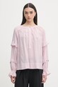 Mos Mosh bluzka koszulowa damska z wiskozy Jorun różowy 176760