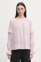 Mos Mosh bluzka koszulowa damska z wiskozy Jorun różowy 176760