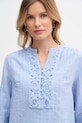 Mos Mosh bluzka damska z lnem Evanda niebieski 176870