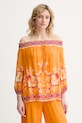 Twinset bluzka hiszpanka damska z wiskozy pomarańczowy 261LB2LAA