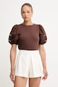 Twinset tricou pentru femei, din bumbac maro 261TT2260