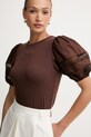 Twinset tricou pentru femei, din bumbac maro 261TT2260