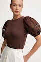 Twinset tricou pentru femei, din bumbac maro 261TT2260