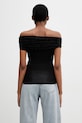 Odzież Marine Serre Off Shoulder Drapped Top bluzka damska z wiskozą gładka WTO509ACJER0022 czarny
