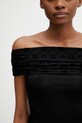 Marine Serre Off Shoulder Drapped Top bluzka damska z wiskozą gładka czarny WTO509ACJER0022