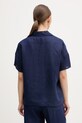 Odjeća United Colors of Benetton bluza ženska lanena 5BMLDQ0D2 mornarsko plava