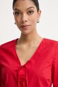 Marc O'Polo bluzka z falbanką damska bawełniana czerwony 5000009553
