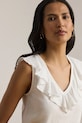 Lauren Ralph Lauren bluzka z falbanką damska bawełniana biały 200P13315